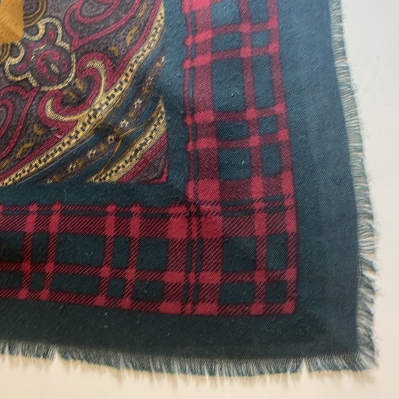 Vintage plaid and paisley square scarf - Picture 2 of 4